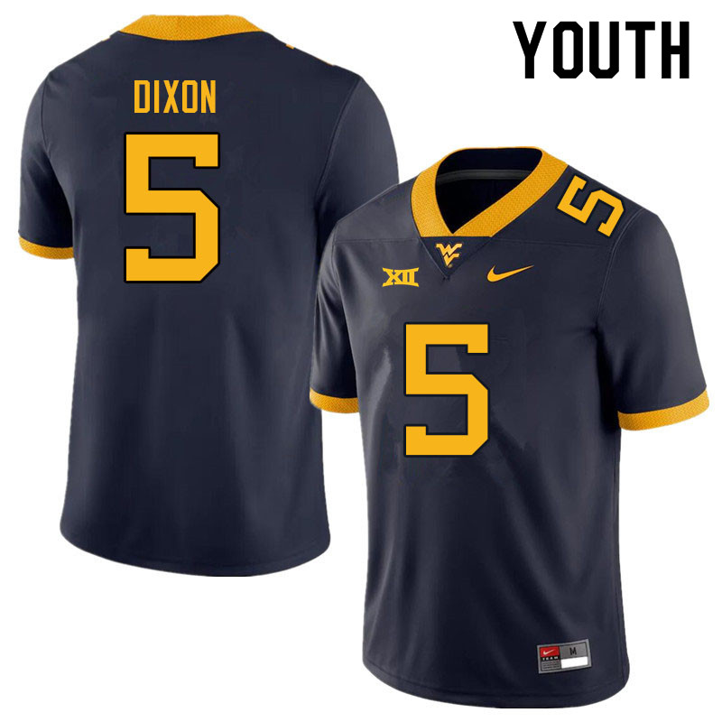 NCAA Youth Lance Dixon West Virginia Mountaineers Navy #5 Nike Stitched Football College Authentic Jersey MP23Y58XK